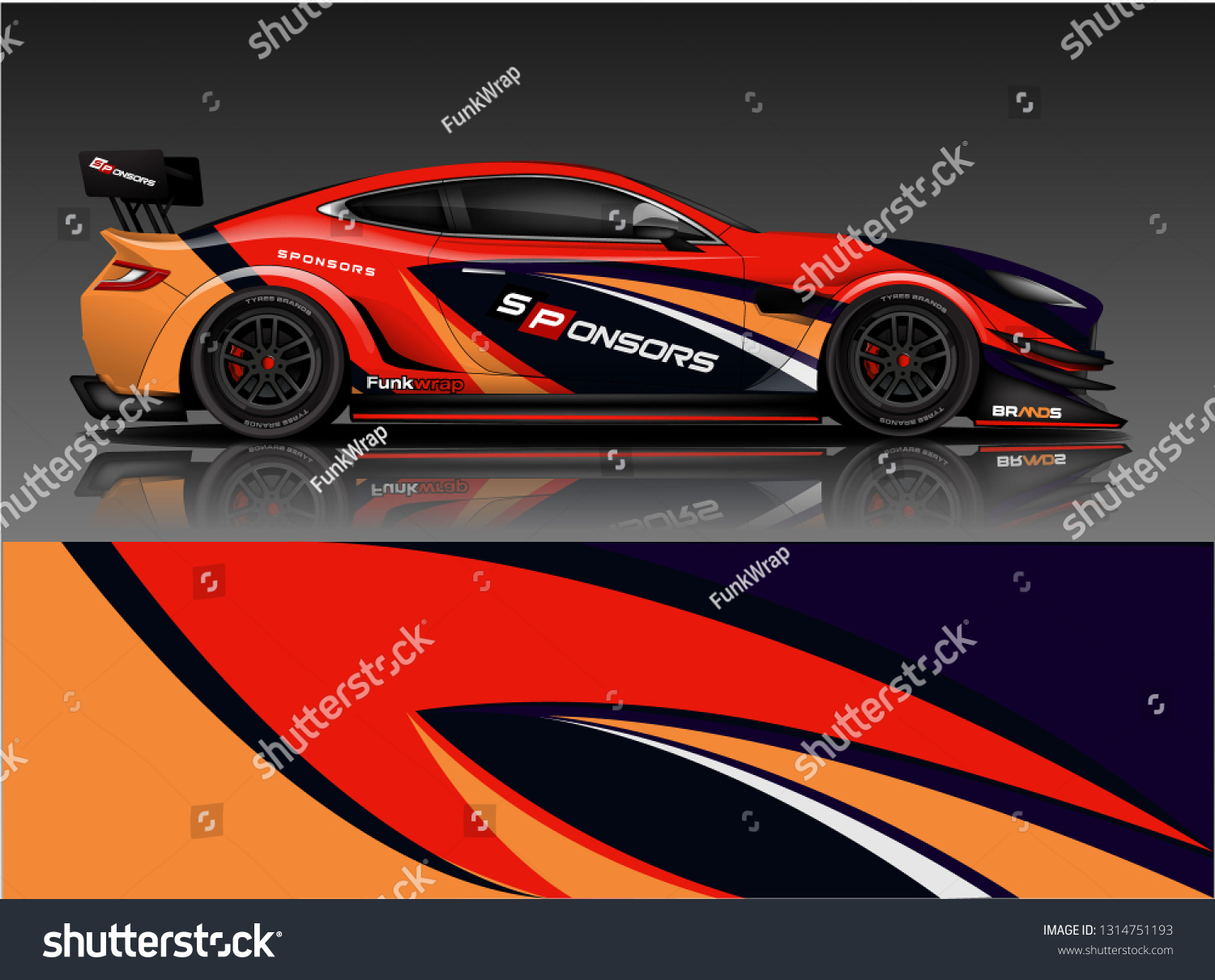 Car wrap design vector, truck and cargo van decal. Graphic abstract stripe racing background designs for vehicle, rally, race, adventure and car racing livery. - Vector