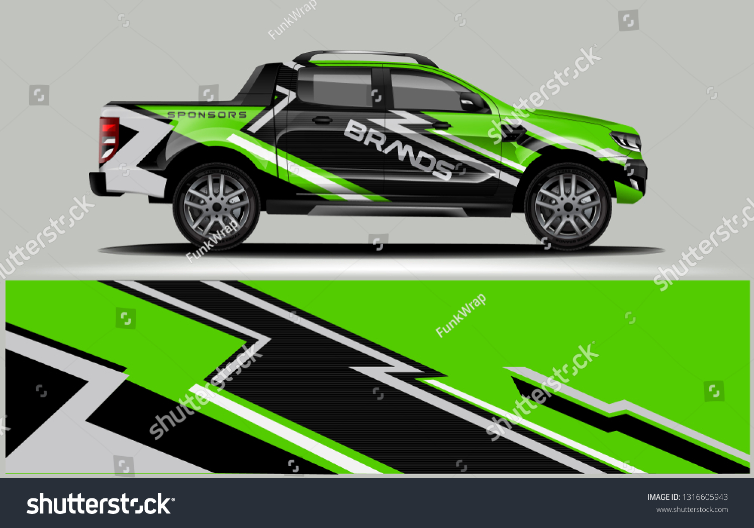Truck wrap design. Wrap, sticker and decal design for company. Vector format