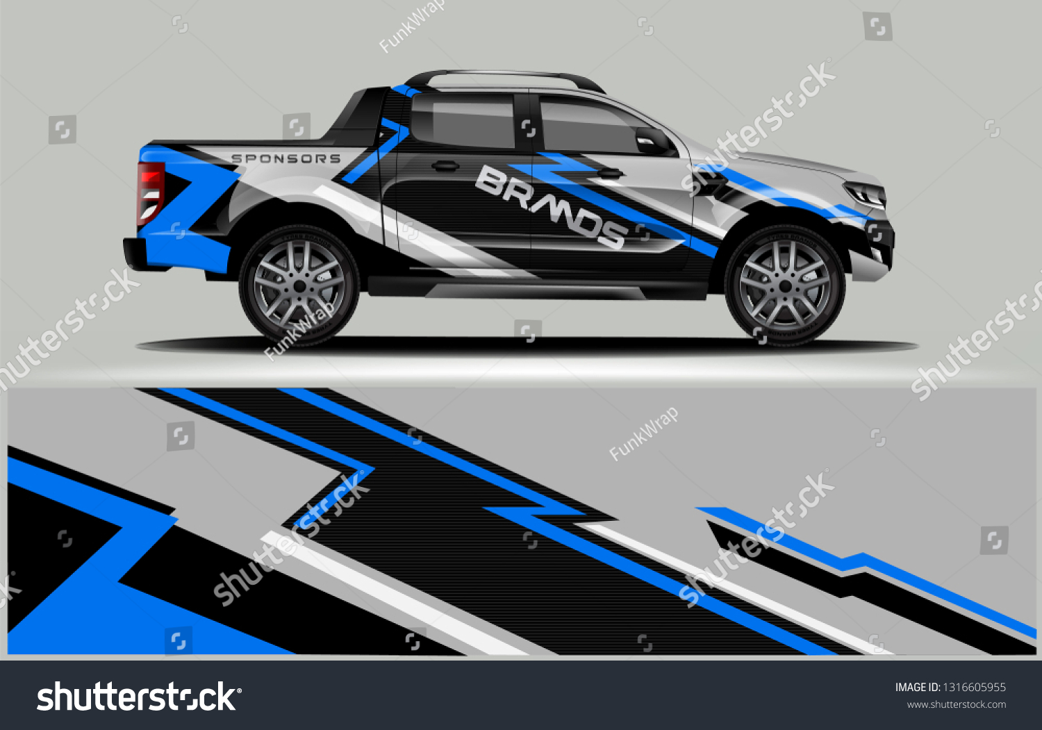 Truck wrap design. Wrap, sticker and decal design for company. Vector format