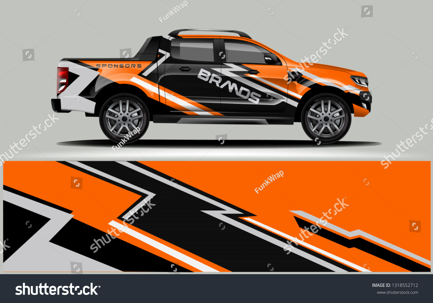 Truck wrap design. Wrap, sticker and decal design for company. Vector format