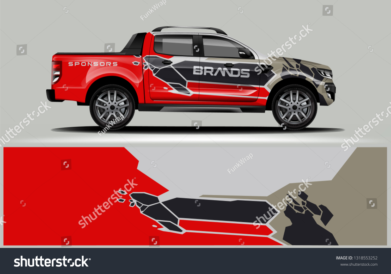 Truck wrap design. Wrap, sticker and decal design for company. Vector format