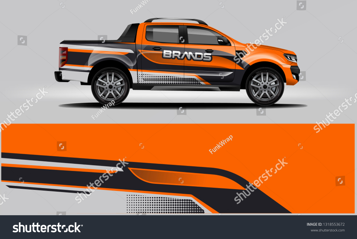Truck wrap design. Wrap, sticker and decal design for company. Vector format
