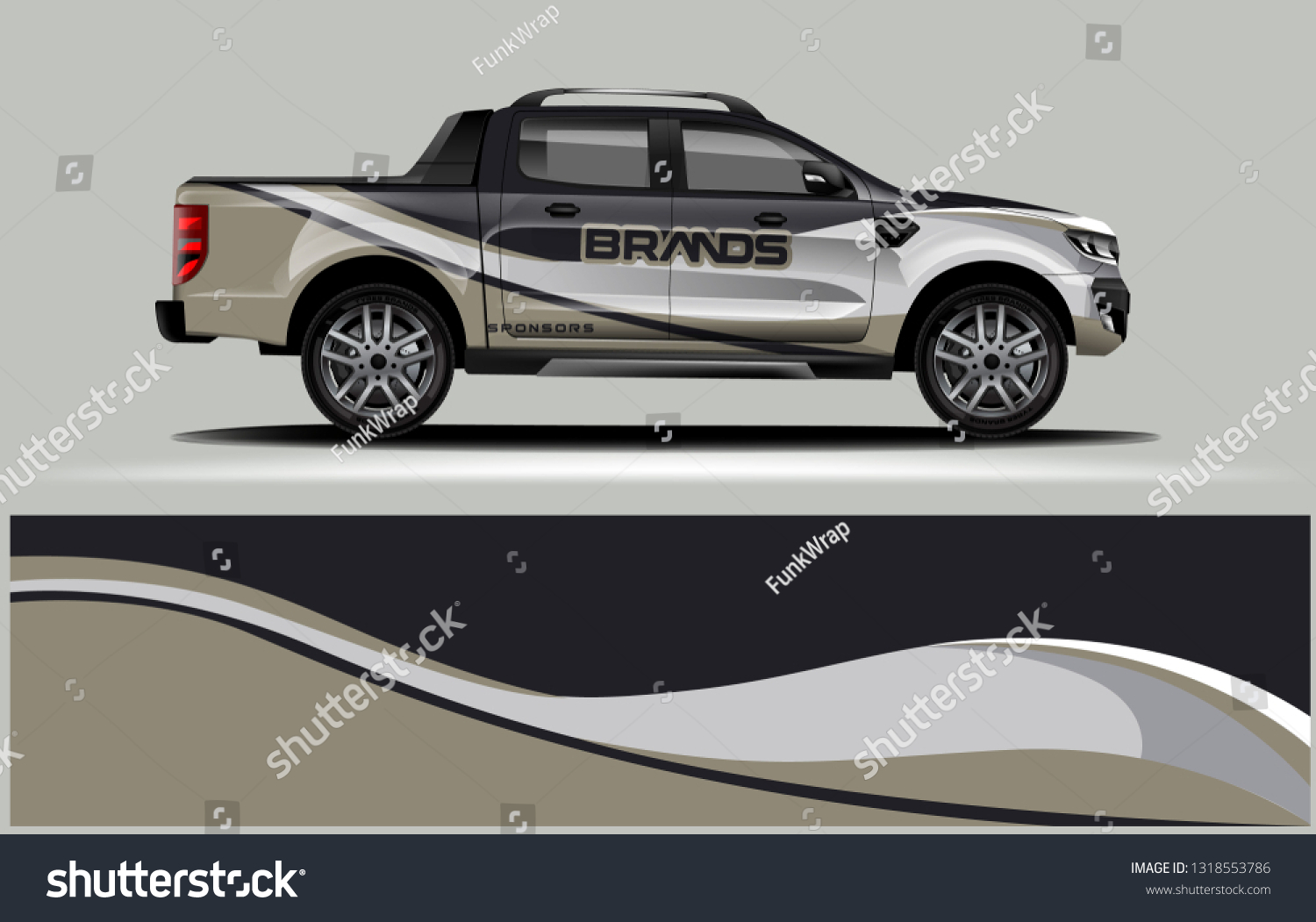 Truck wrap design. Wrap, sticker and decal design for company. Vector format