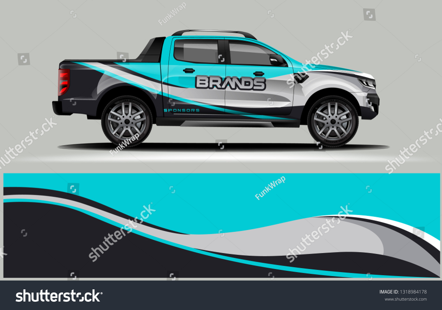 Truck wrap design. Wrap, sticker and decal design for company. Vector format