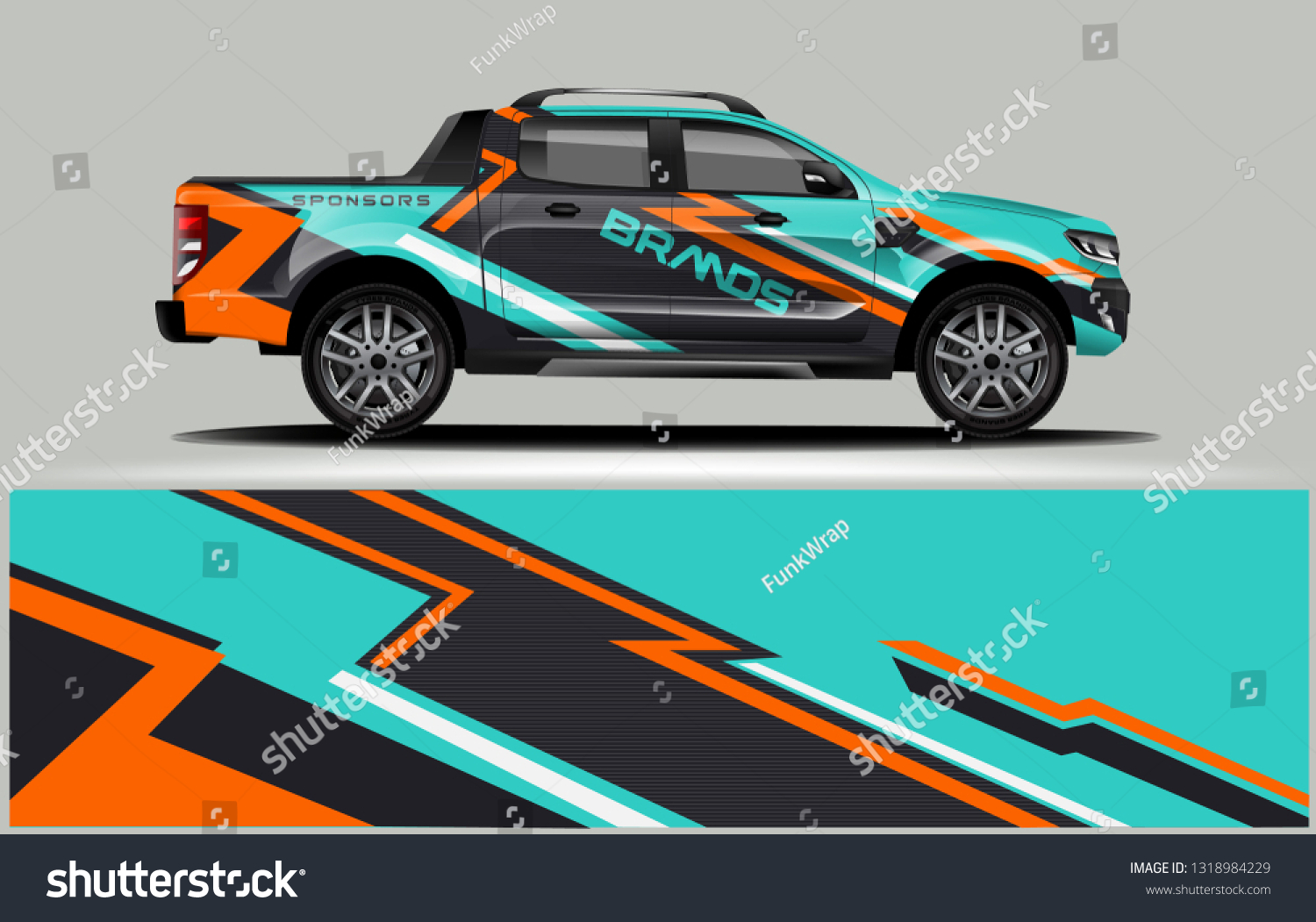 Truck wrap design. Wrap, sticker and decal design for company. Vector format