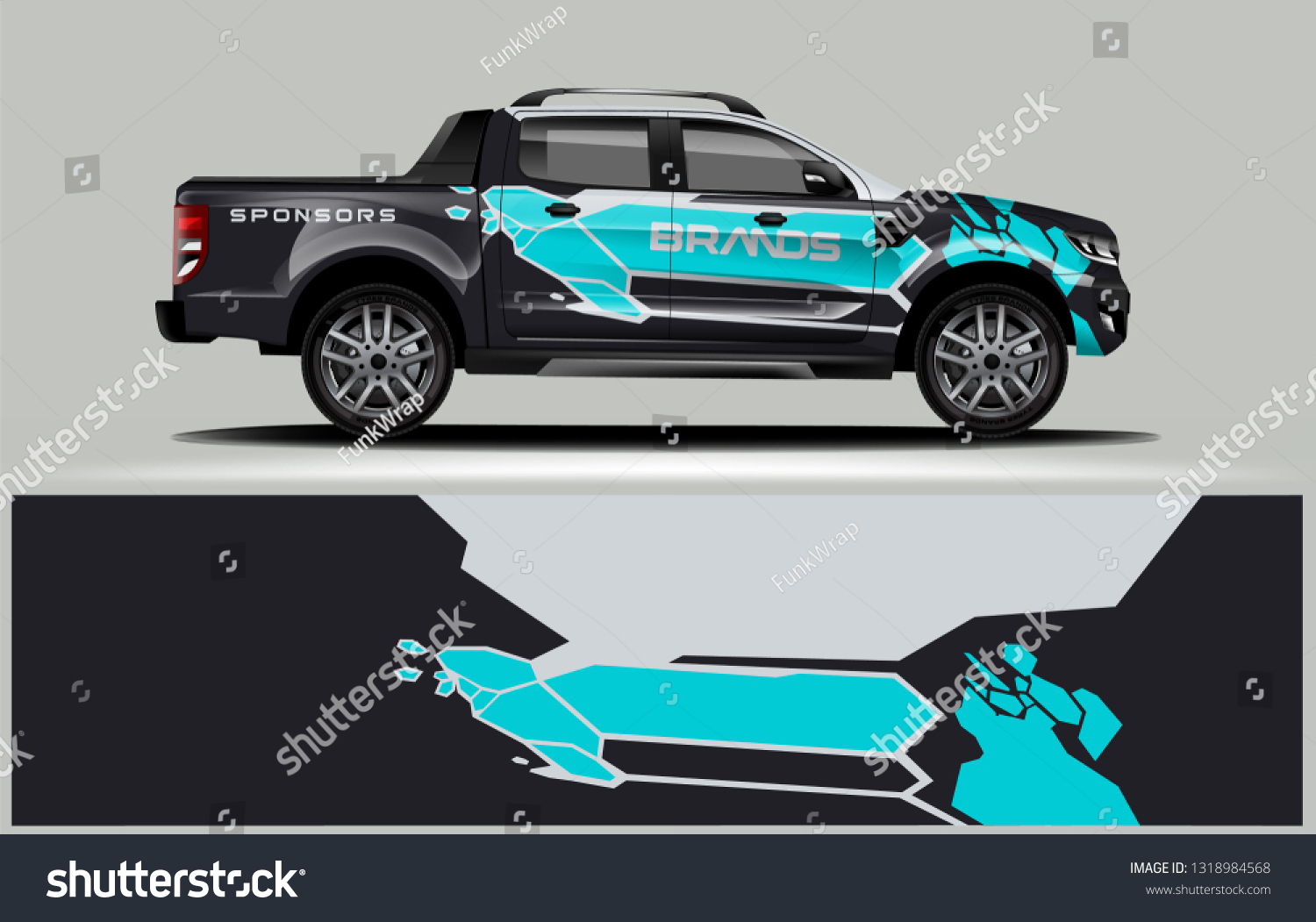 Truck wrap design. Wrap, sticker and decal design for company. Vector format