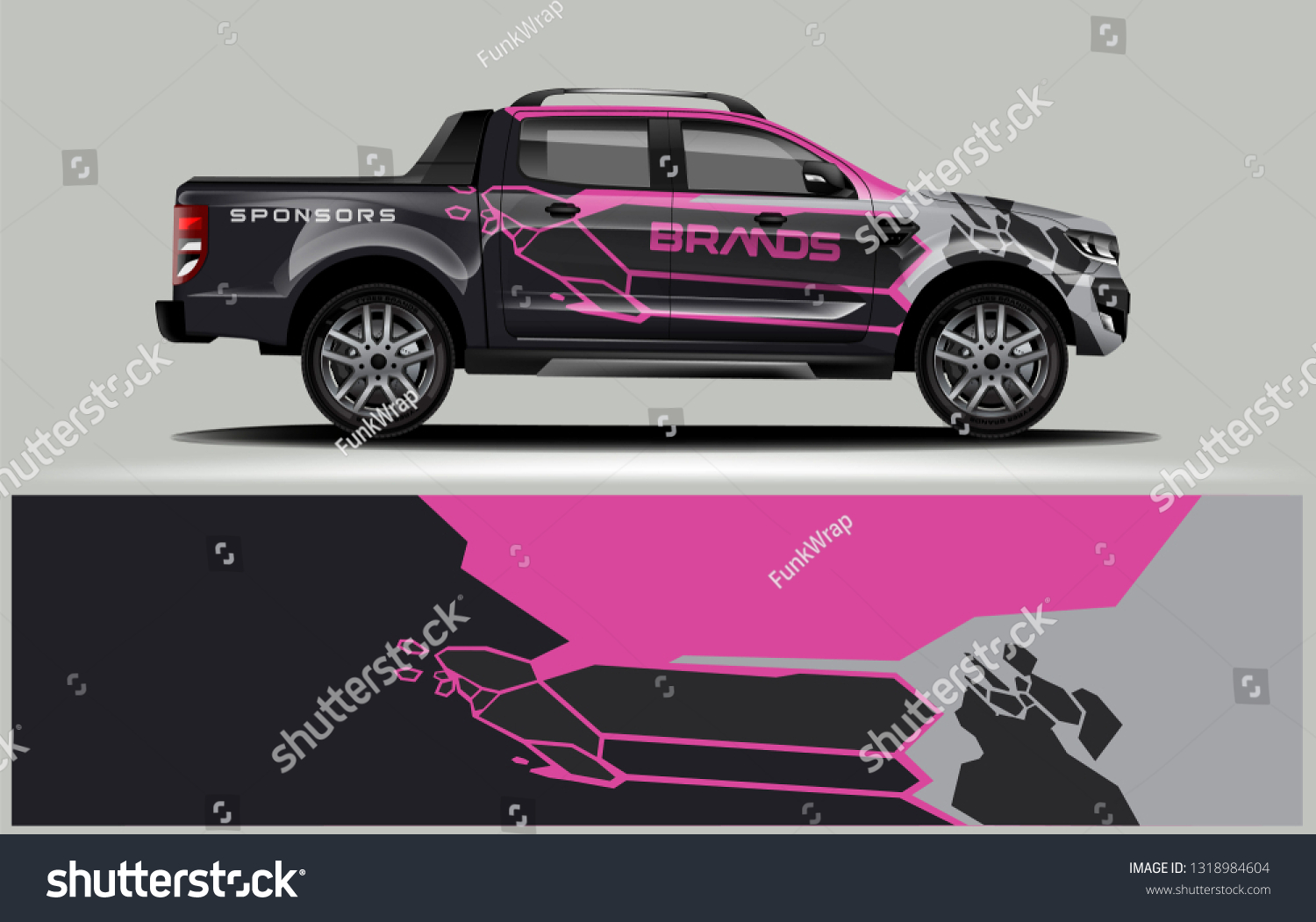 Truck wrap design. Wrap, sticker and decal design for company. Vector format