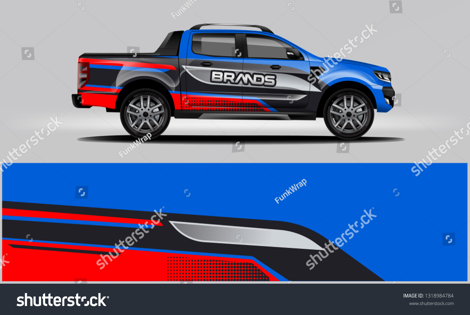 Truck wrap design. Wrap, sticker and decal design for company. Vector format