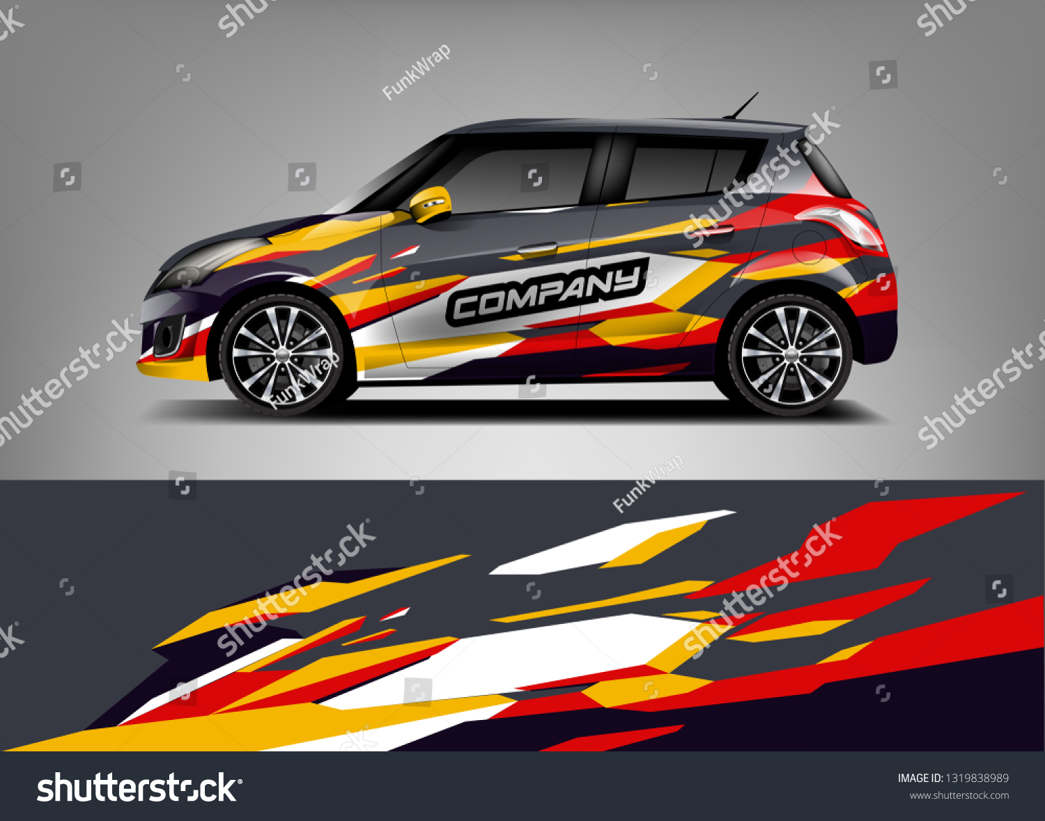 Car decal wrap design vector. Graphic abstract stripe racing background kit designs for vehicle, race car, rally, adventure and livery