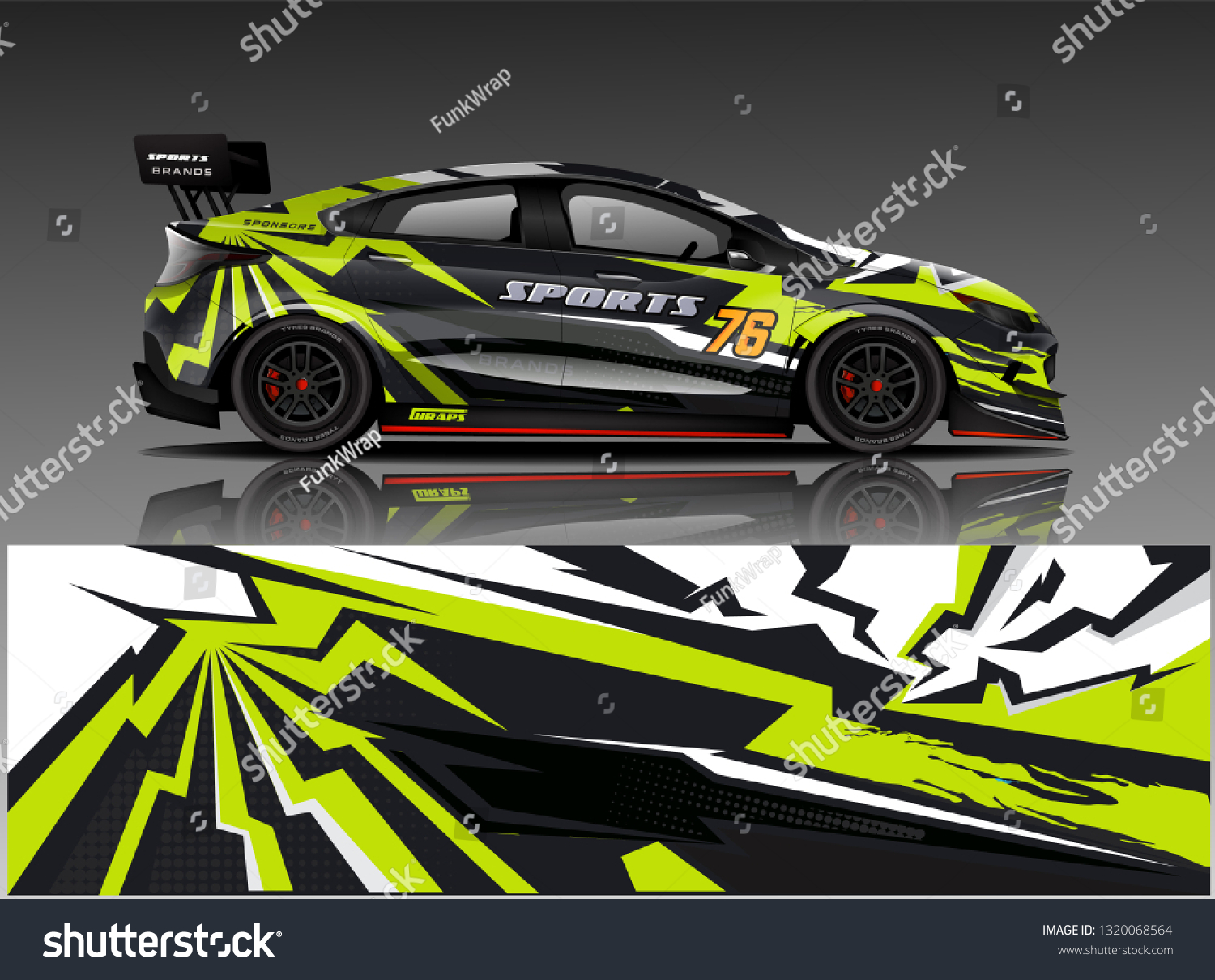 Car decal wrap design vector. Graphic abstract stripe racing background kit designs for vehicle, race car, rally, adventure and livery