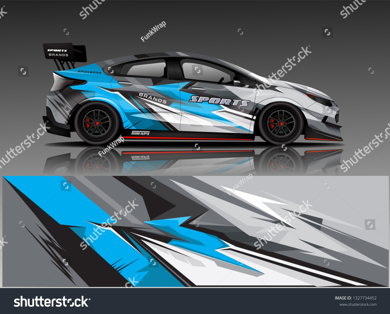 Car decal wrap design vector. Graphic abstract stripe racing background kit designs for vehicle, race car, rally, adventure and livery