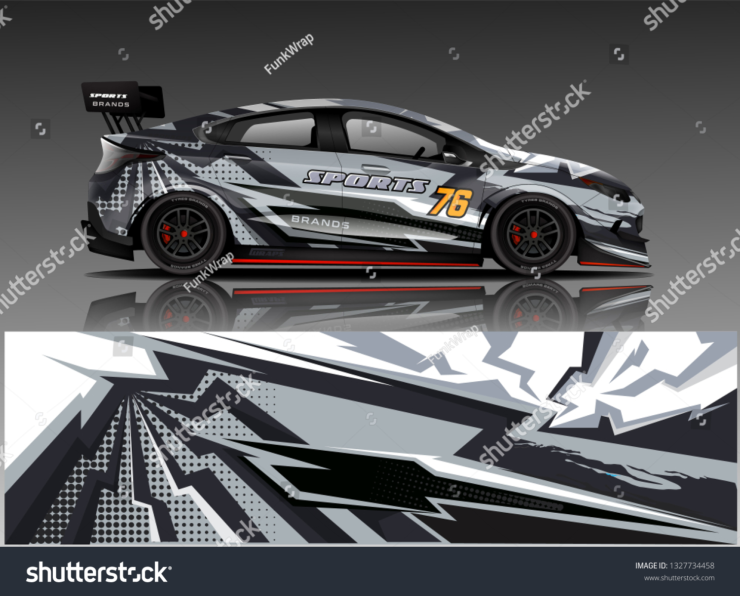Car decal wrap design vector. Graphic abstract stripe racing background kit designs for vehicle, race car, rally, adventure and livery