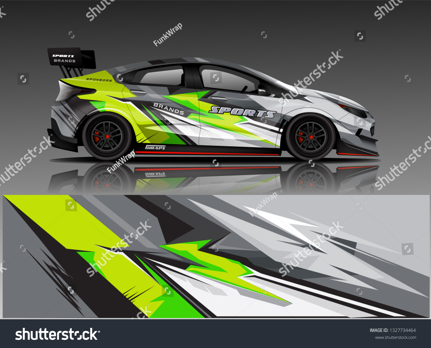 Car decal wrap design vector. Graphic abstract stripe racing background kit designs for vehicle, race car, rally, adventure and livery
