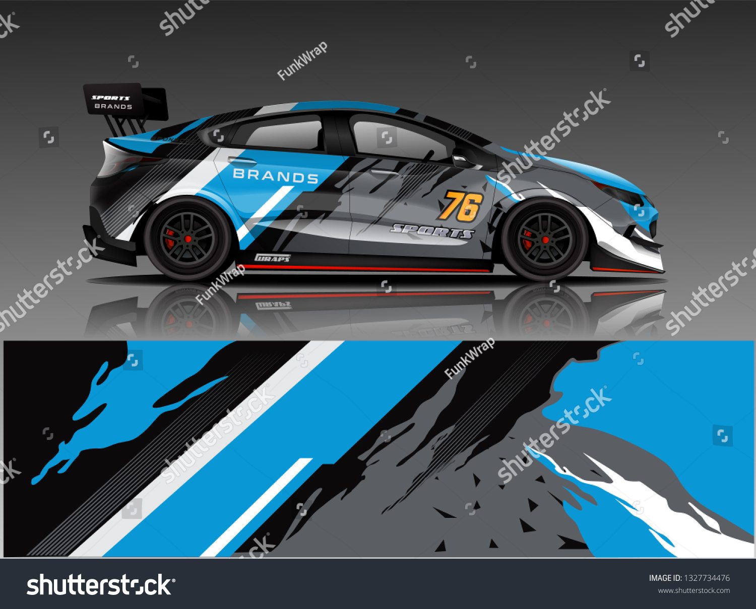Car decal wrap design vector. Graphic abstract stripe racing background kit designs for vehicle, race car, rally, adventure and livery
