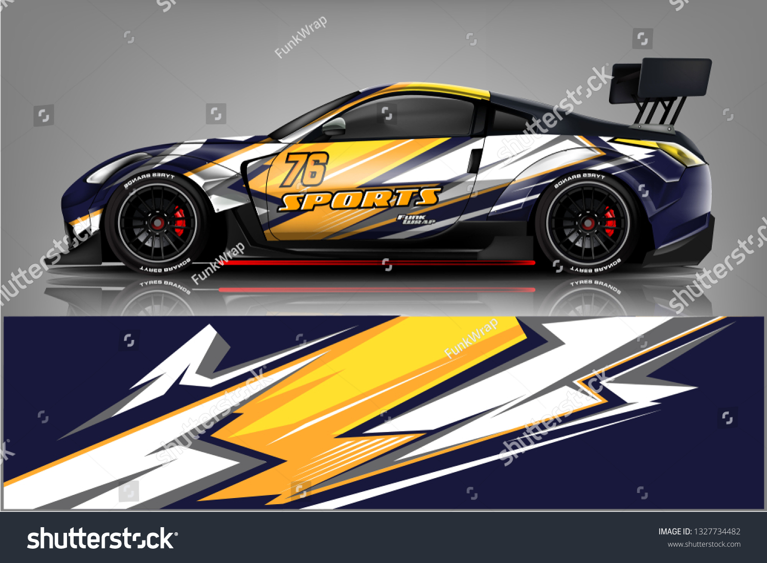 Car decal wrap design vector. Graphic abstract stripe racing background kit designs for vehicle, race car, rally, adventure and livery