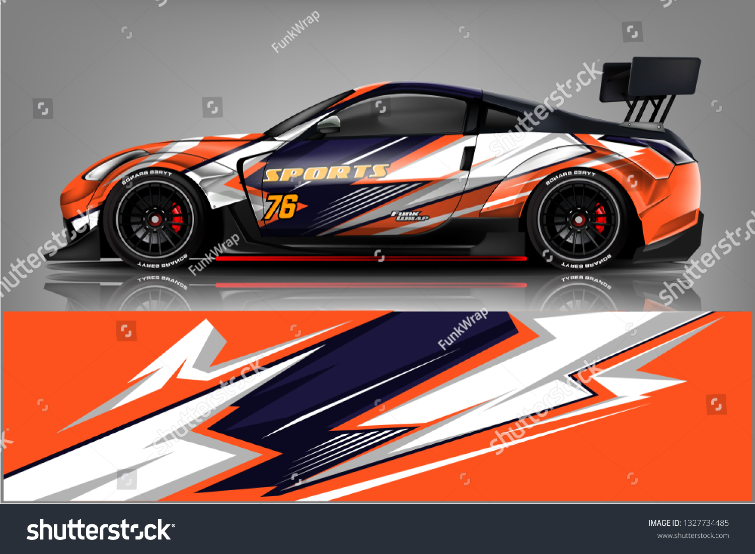 Car decal wrap design vector. Graphic abstract stripe racing background kit designs for vehicle, race car, rally, adventure and livery
