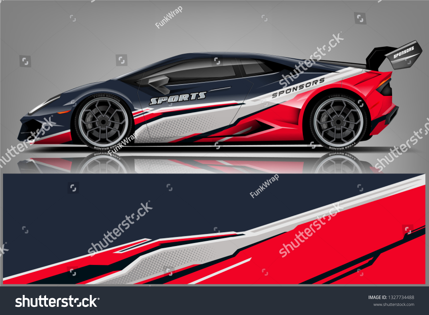 Car decal wrap design vector. Graphic abstract stripe racing background kit designs for vehicle, race car, rally, adventure and livery