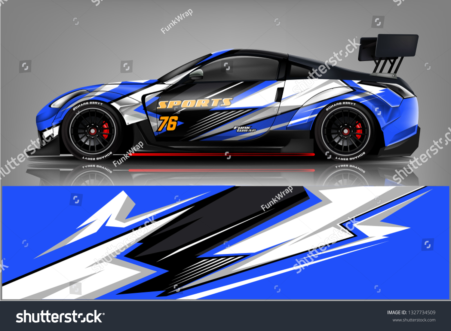Car decal wrap design vector. Graphic abstract stripe racing background kit designs for vehicle, race car, rally, adventure and livery
