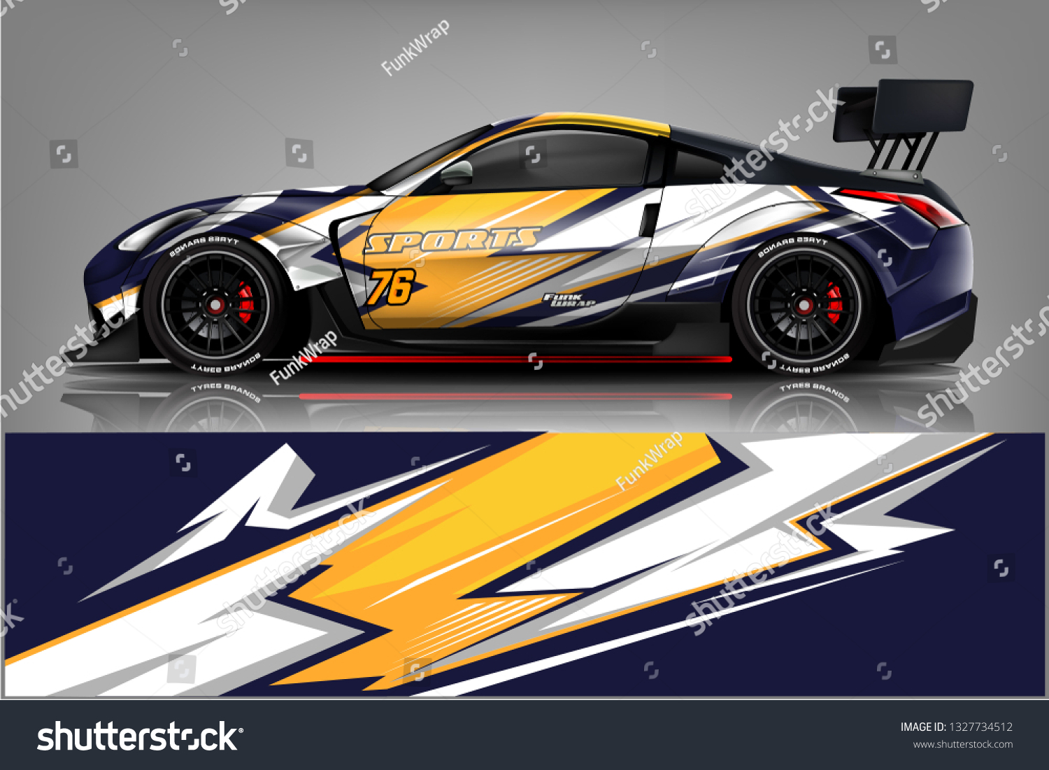 Car decal wrap design vector. Graphic abstract stripe racing background kit designs for vehicle, race car, rally, adventure and livery