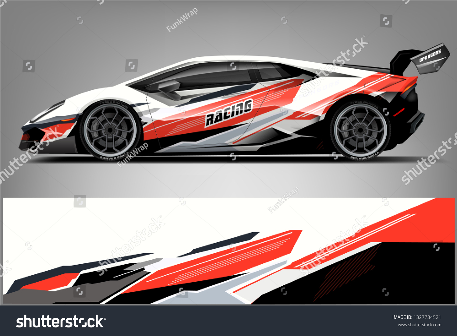 Car decal wrap design vector. Graphic abstract stripe racing background kit designs for vehicle, race car, rally, adventure and livery