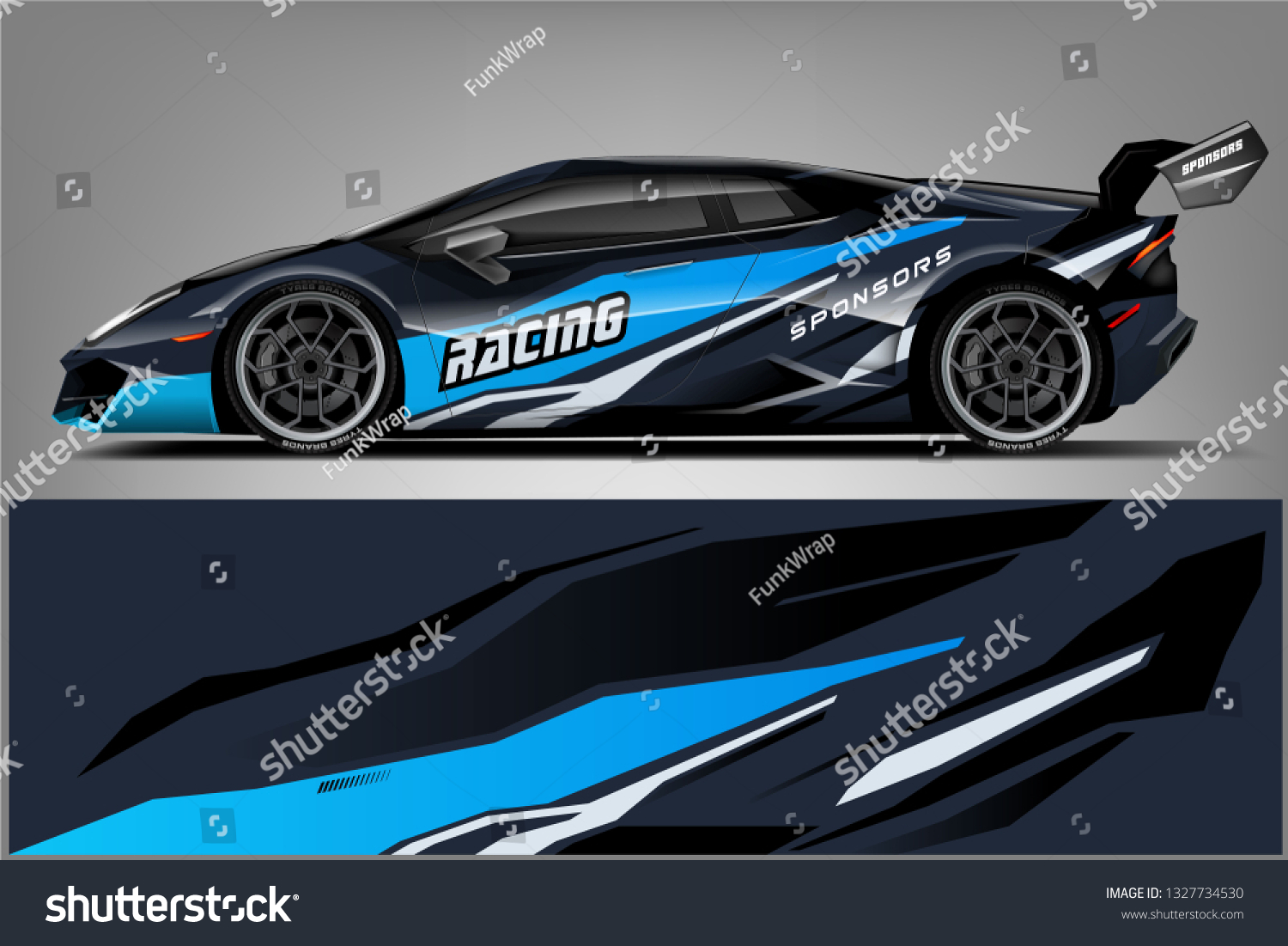 Car decal wrap design vector. Graphic abstract stripe racing background kit designs for vehicle, race car, rally, adventure and livery