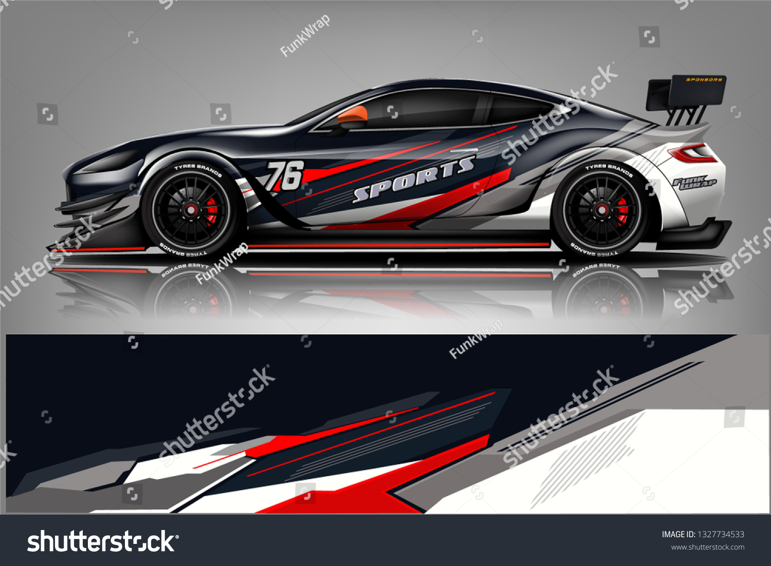 Car decal wrap design vector. Graphic abstract stripe racing background kit designs for vehicle, race car, rally, adventure and livery