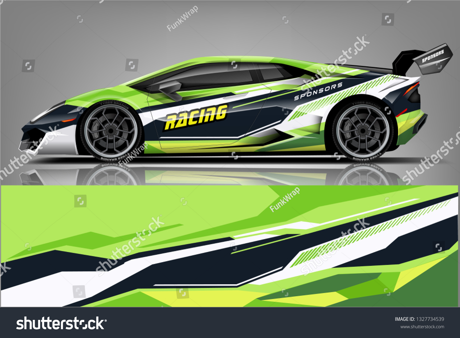 Car decal wrap design vector. Graphic abstract stripe racing background kit designs for vehicle, race car, rally, adventure and livery