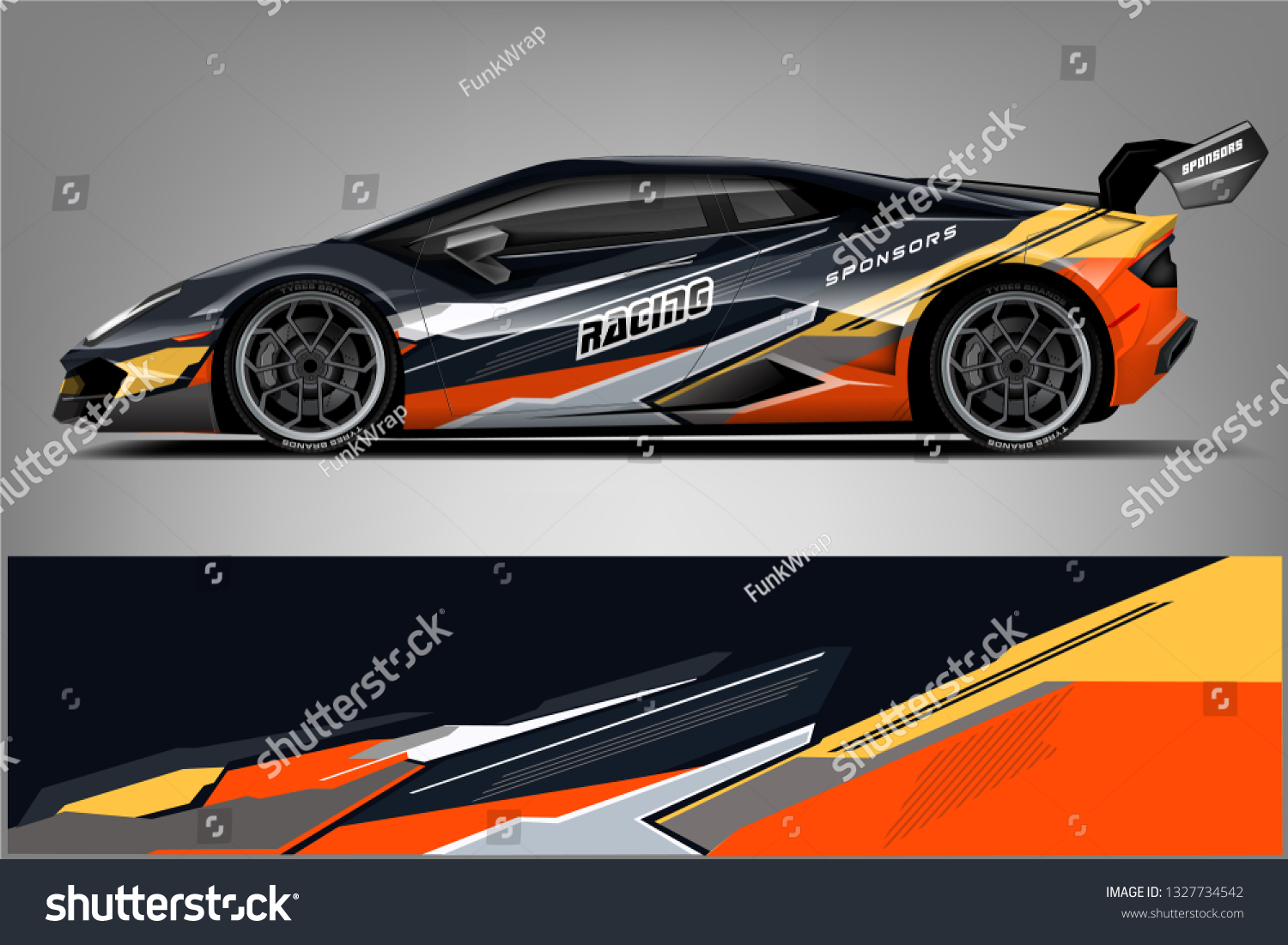 Car decal wrap design vector. Graphic abstract stripe racing background kit designs for vehicle, race car, rally, adventure and livery