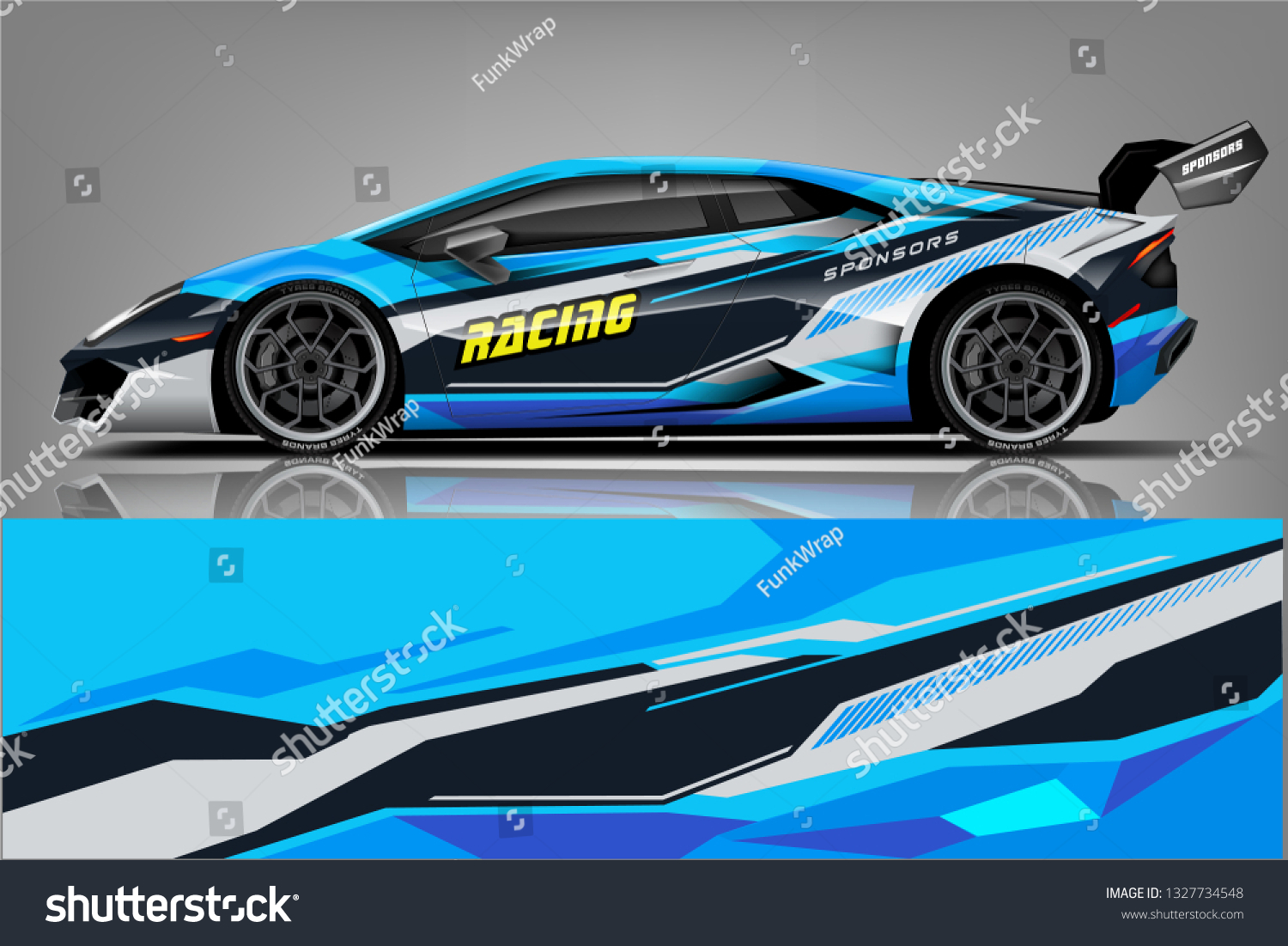 Car decal wrap design vector. Graphic abstract stripe racing background kit designs for vehicle, race car, rally, adventure and livery