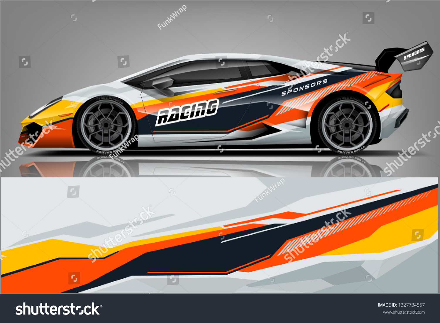 Car decal wrap design vector. Graphic abstract stripe racing background kit designs for vehicle, race car, rally, adventure and livery