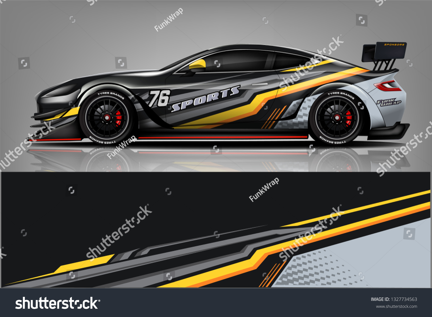 Car decal wrap design vector. Graphic abstract stripe racing background kit designs for vehicle, race car, rally, adventure and livery