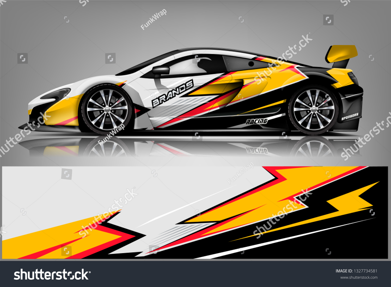 Car decal wrap design vector. Graphic abstract stripe racing background kit designs for vehicle, race car, rally, adventure and livery