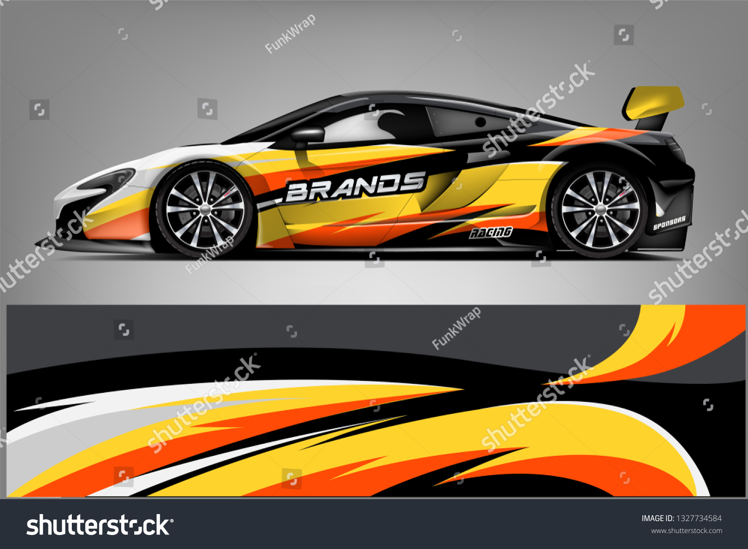 Car decal wrap design vector. Graphic abstract stripe racing background kit designs for vehicle, race car, rally, adventure and livery