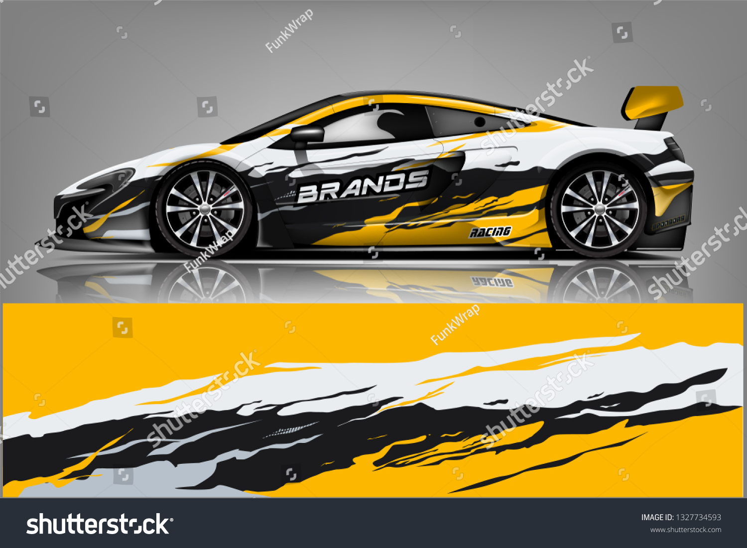 Car decal wrap design vector. Graphic abstract stripe racing background kit designs for vehicle, race car, rally, adventure and livery