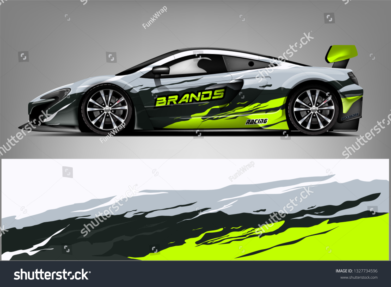 Car decal wrap design vector. Graphic abstract stripe racing background kit designs for vehicle, race car, rally, adventure and livery