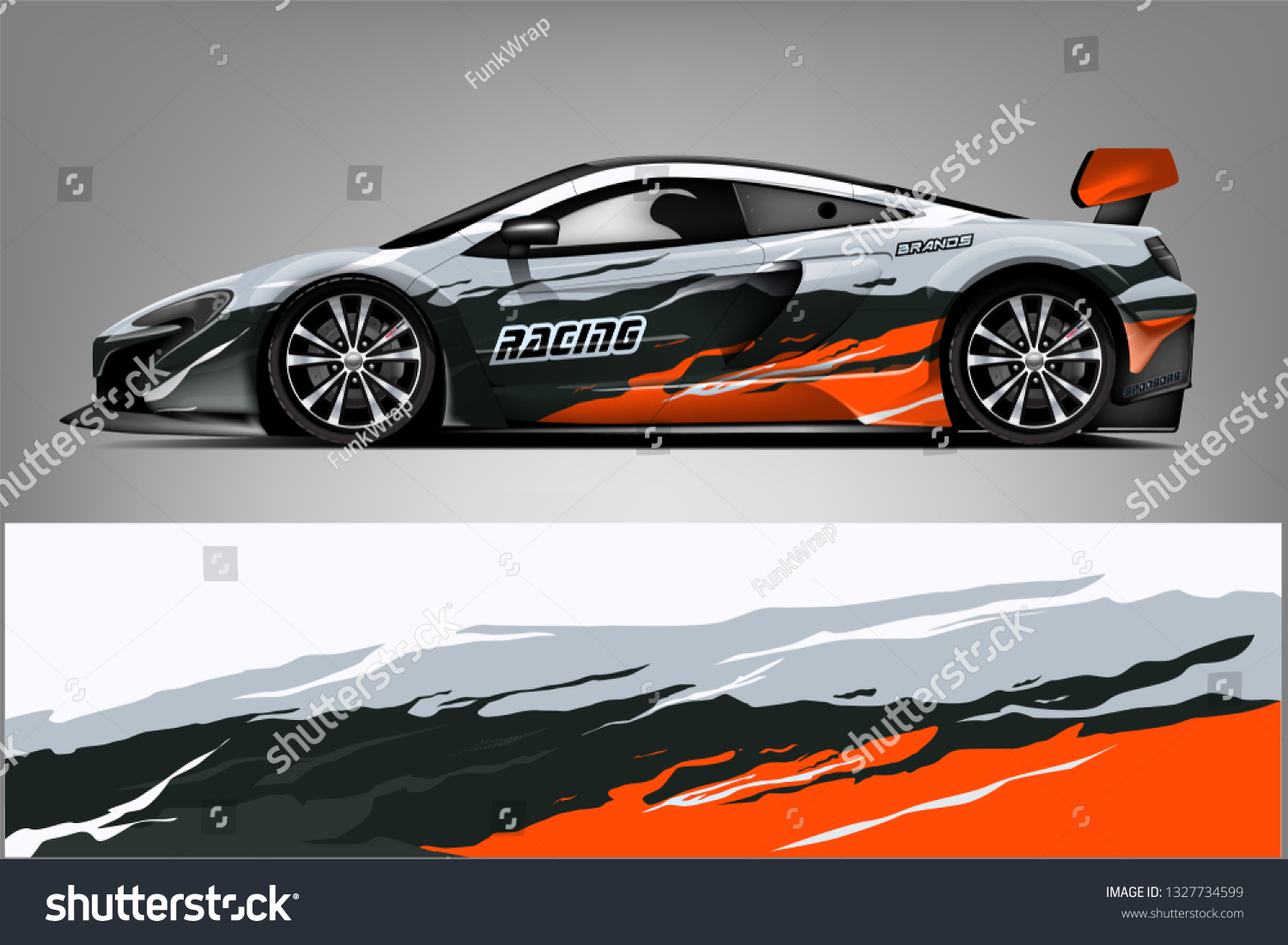 Car decal wrap design vector. Graphic abstract stripe racing background kit designs for vehicle, race car, rally, adventure and livery
