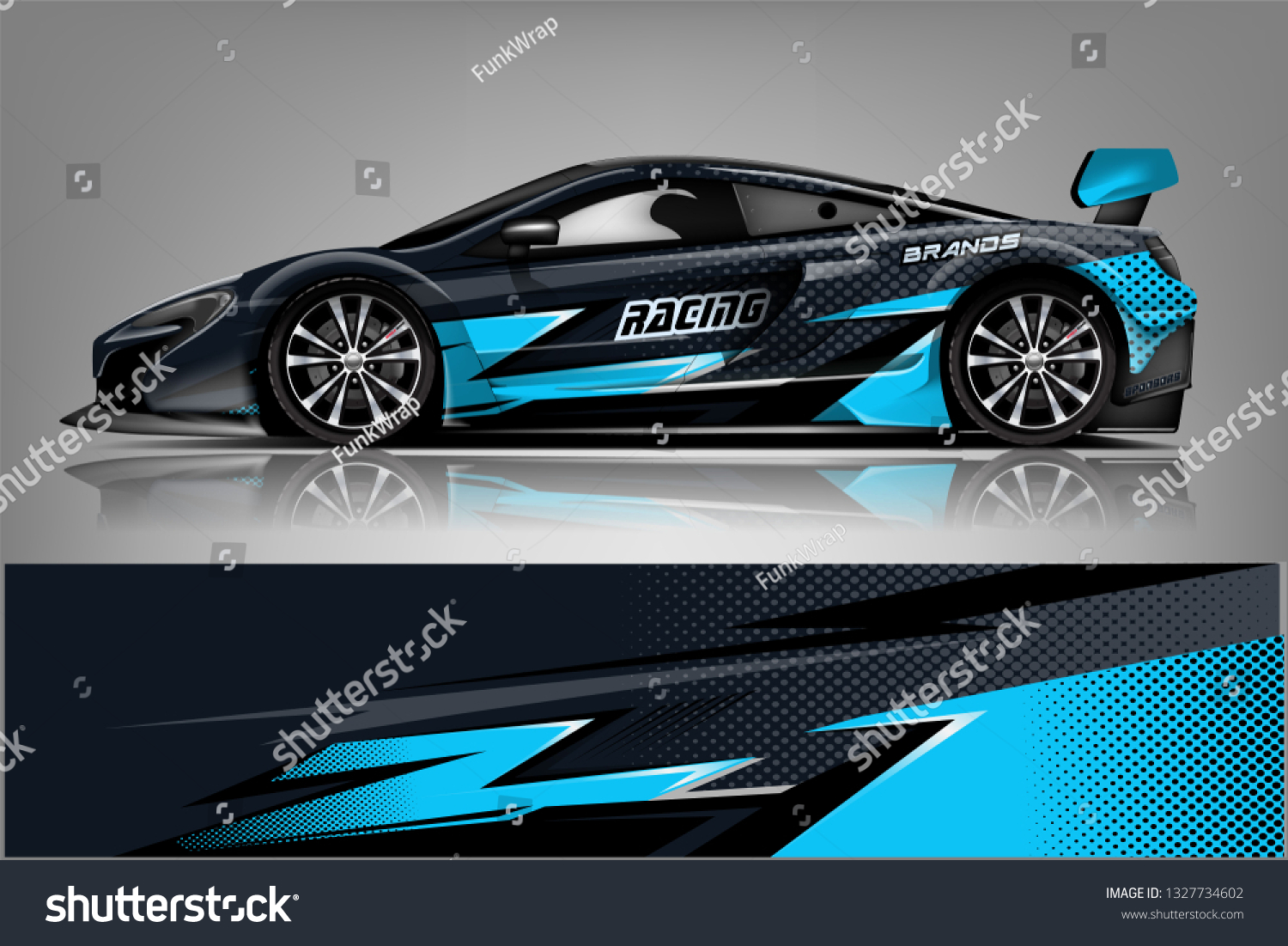 Car decal wrap design vector. Graphic abstract stripe racing background kit designs for vehicle, race car, rally, adventure and livery