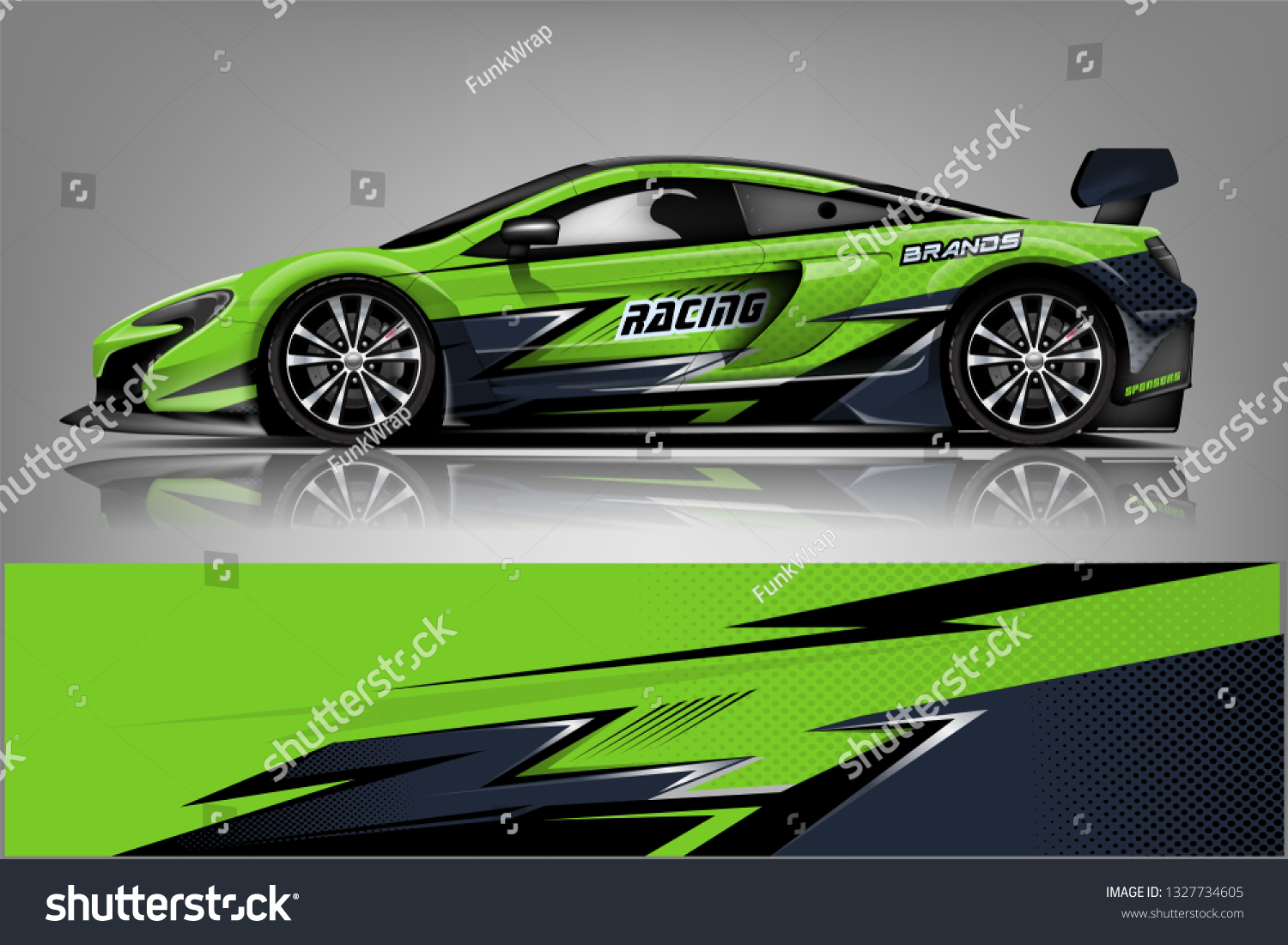 Car decal wrap design vector. Graphic abstract stripe racing background kit designs for vehicle, race car, rally, adventure and livery