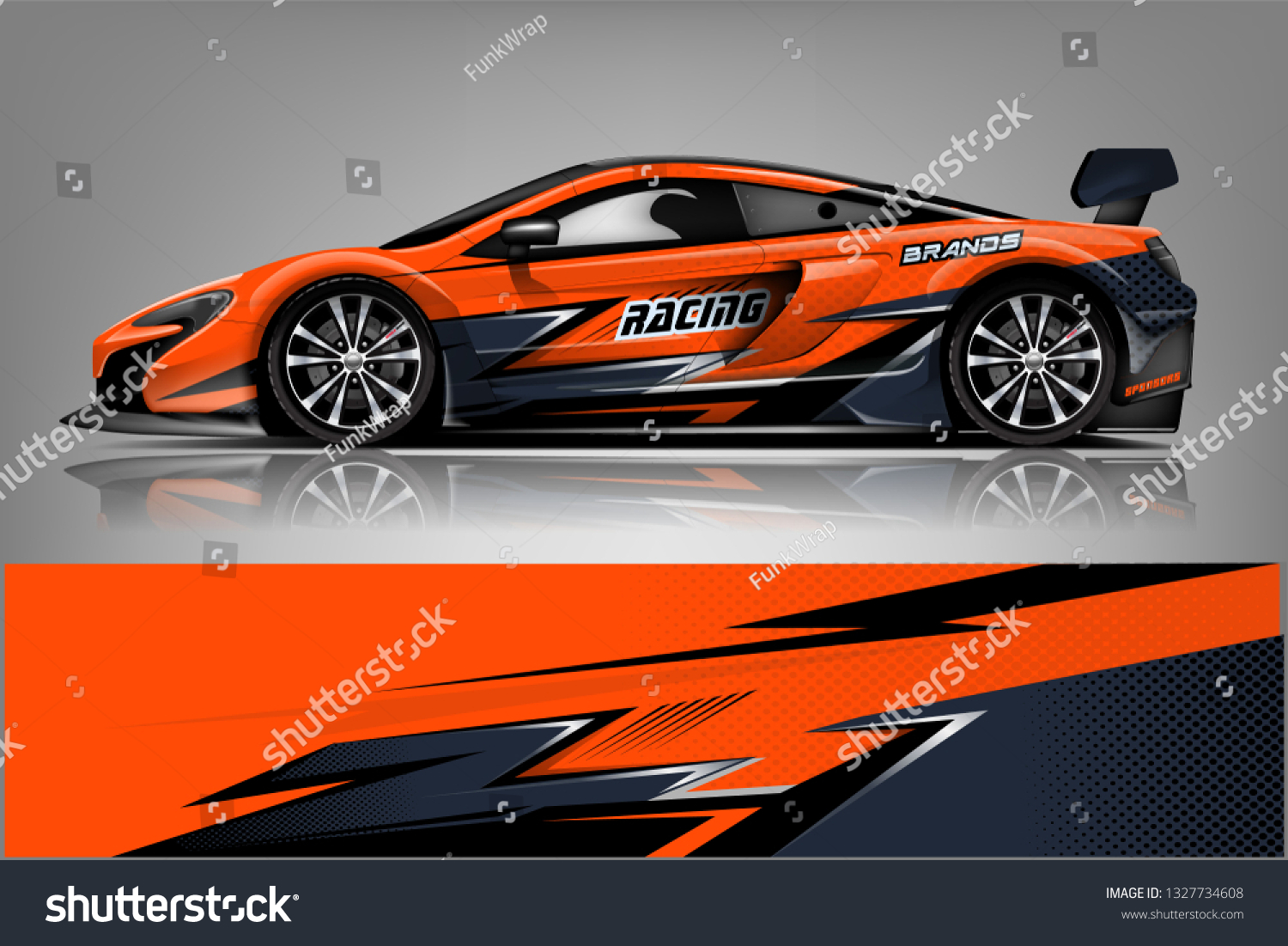 Car decal wrap design vector. Graphic abstract stripe racing background kit designs for vehicle, race car, rally, adventure and livery