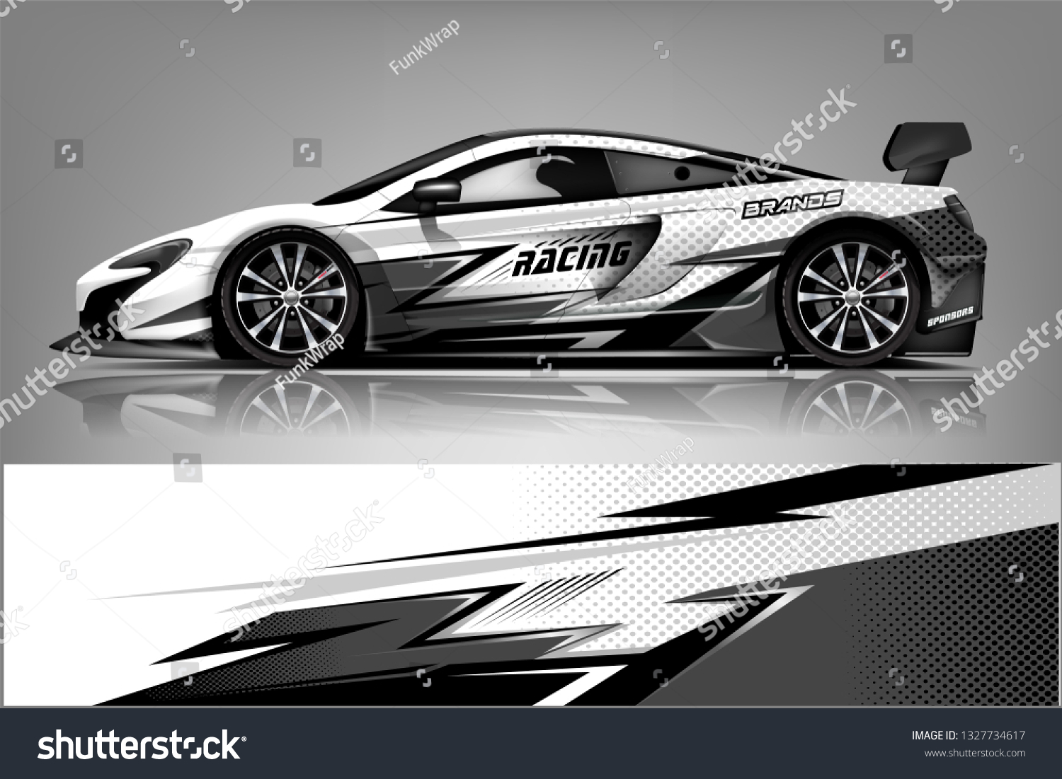 Car decal wrap design vector. Graphic abstract stripe racing background kit designs for vehicle, race car, rally, adventure and livery