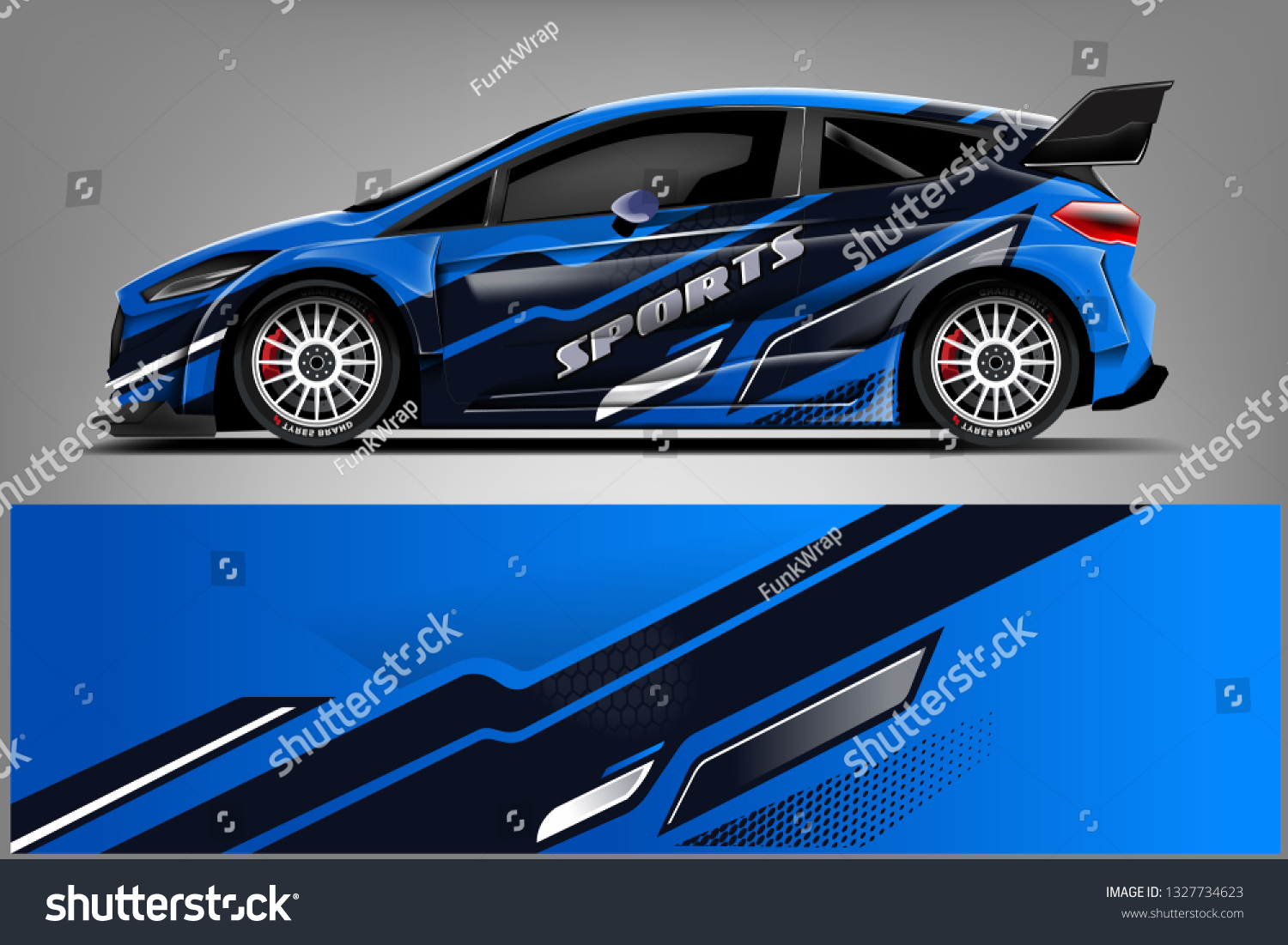Car decal wrap design vector. Graphic abstract stripe racing background kit designs for vehicle, race car, rally, adventure and livery