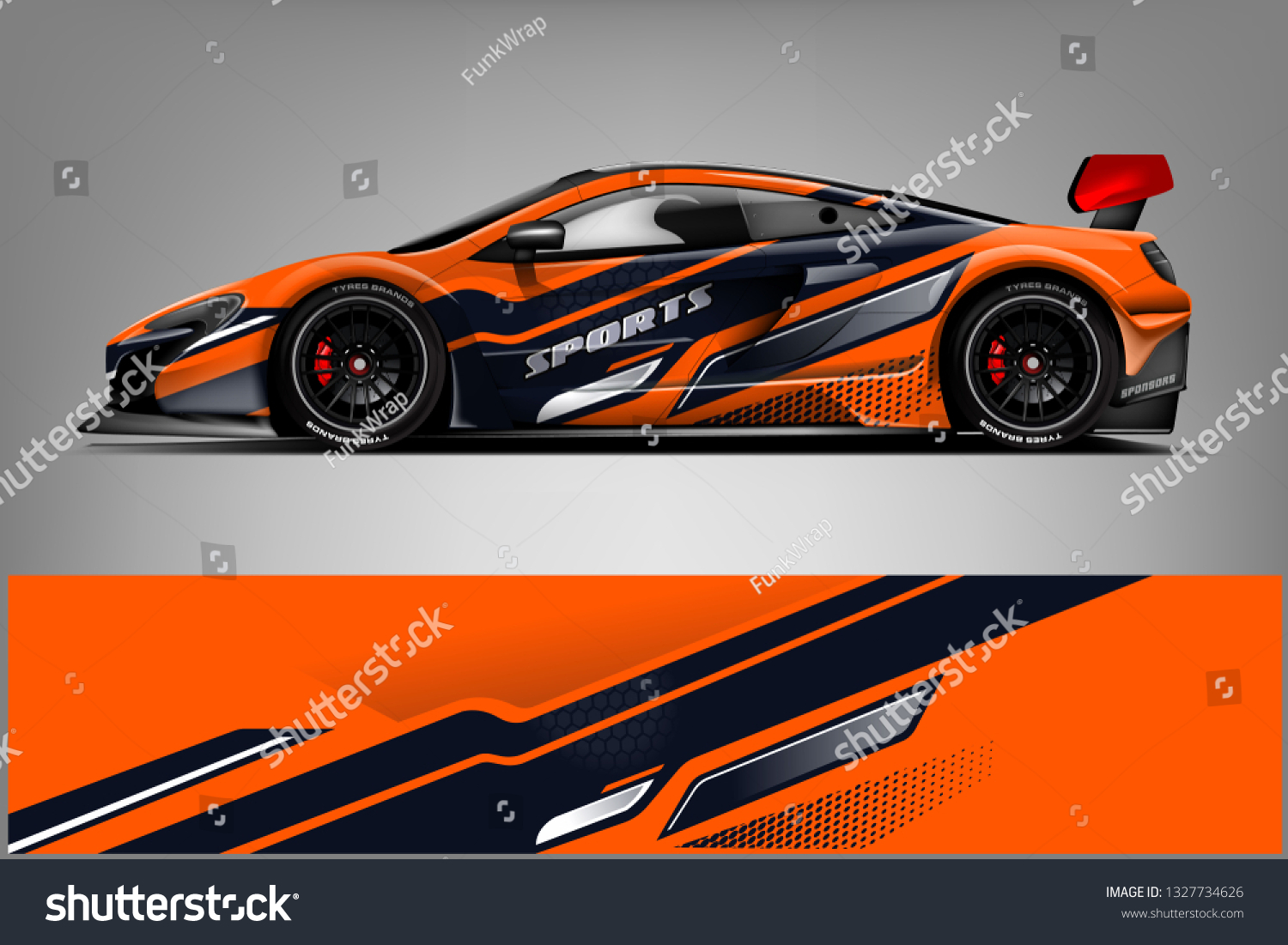 Car decal wrap design vector. Graphic abstract stripe racing background kit designs for vehicle, race car, rally, adventure and livery