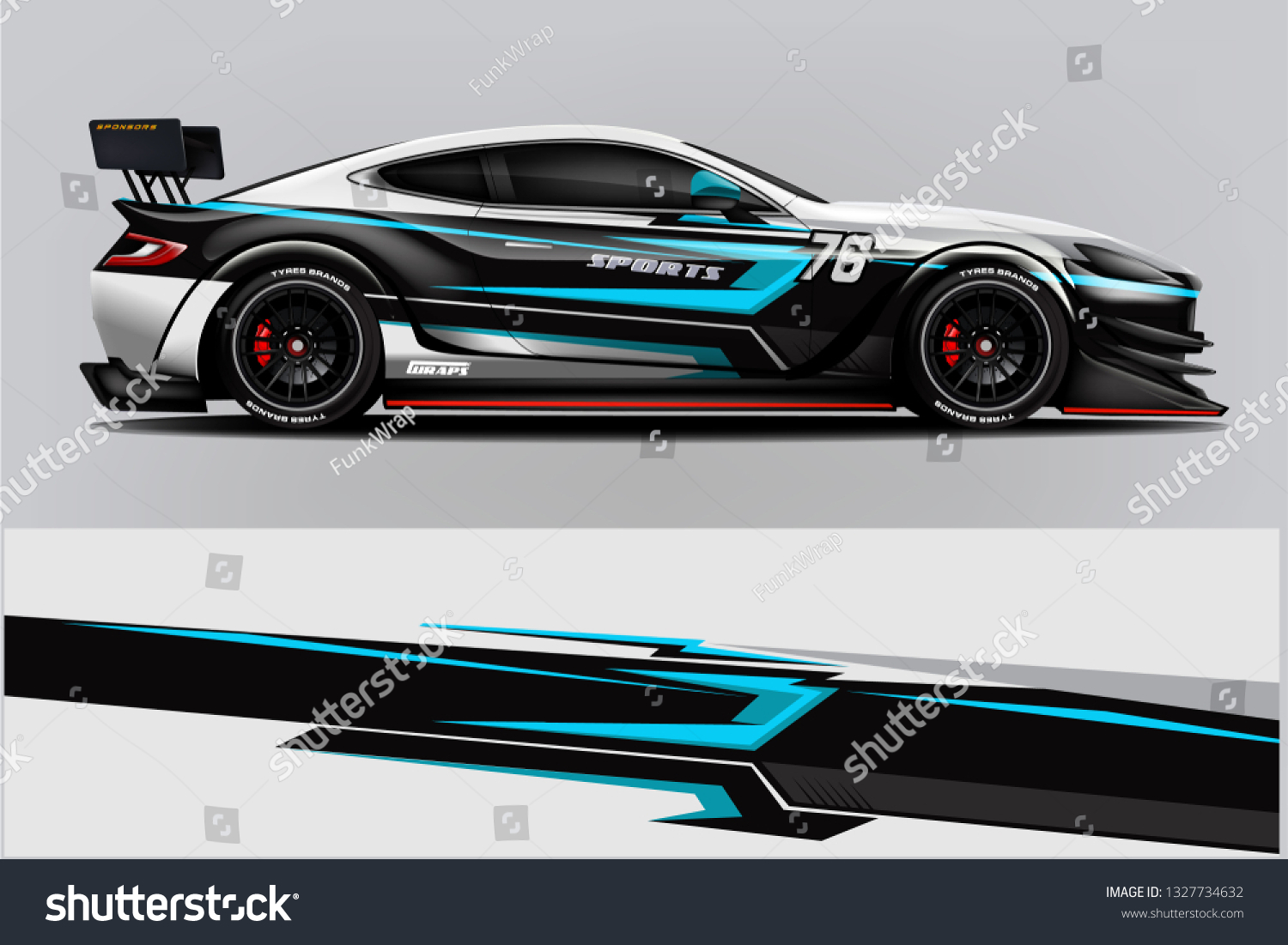 Car decal wrap design vector. Graphic abstract stripe racing background kit designs for vehicle, race car, rally, adventure and livery