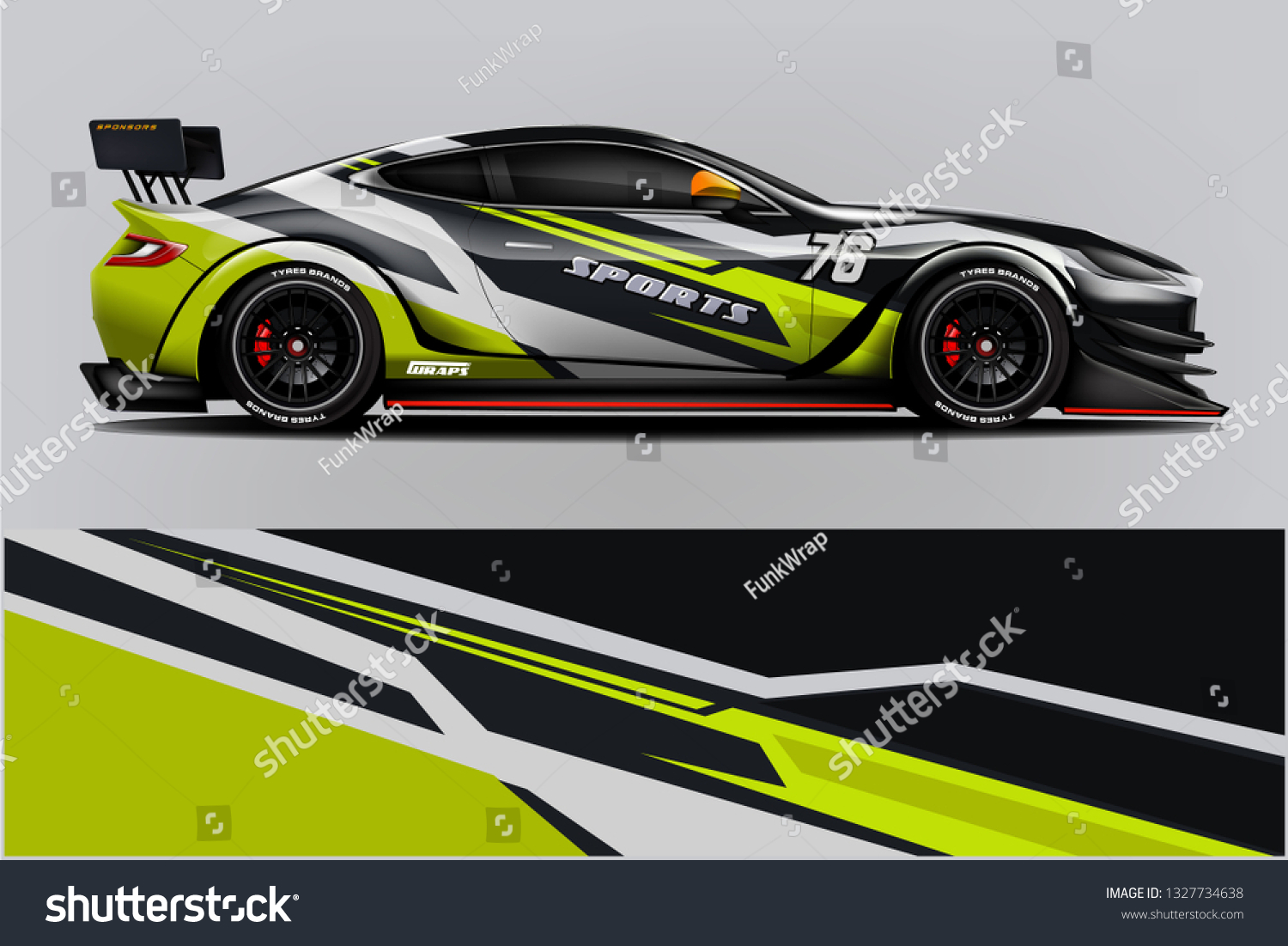 Car decal wrap design vector. Graphic abstract stripe racing background kit designs for vehicle, race car, rally, adventure and livery