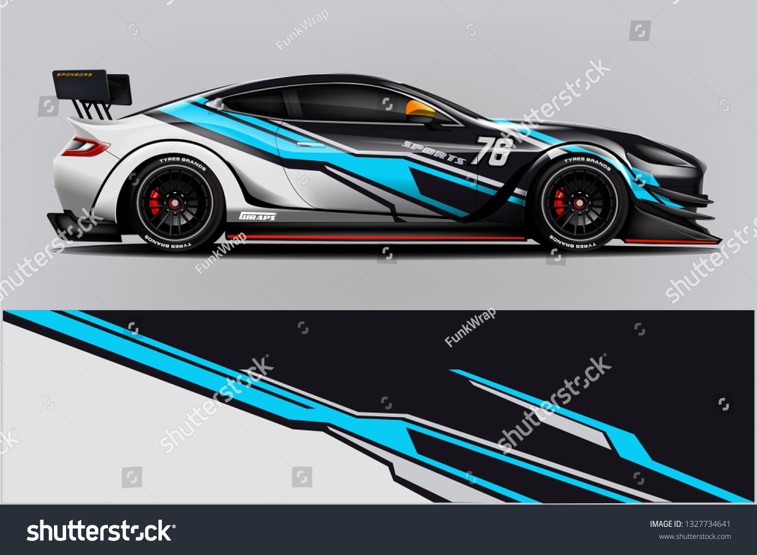 Car decal wrap design vector. Graphic abstract stripe racing background kit designs for vehicle, race car, rally, adventure and livery
