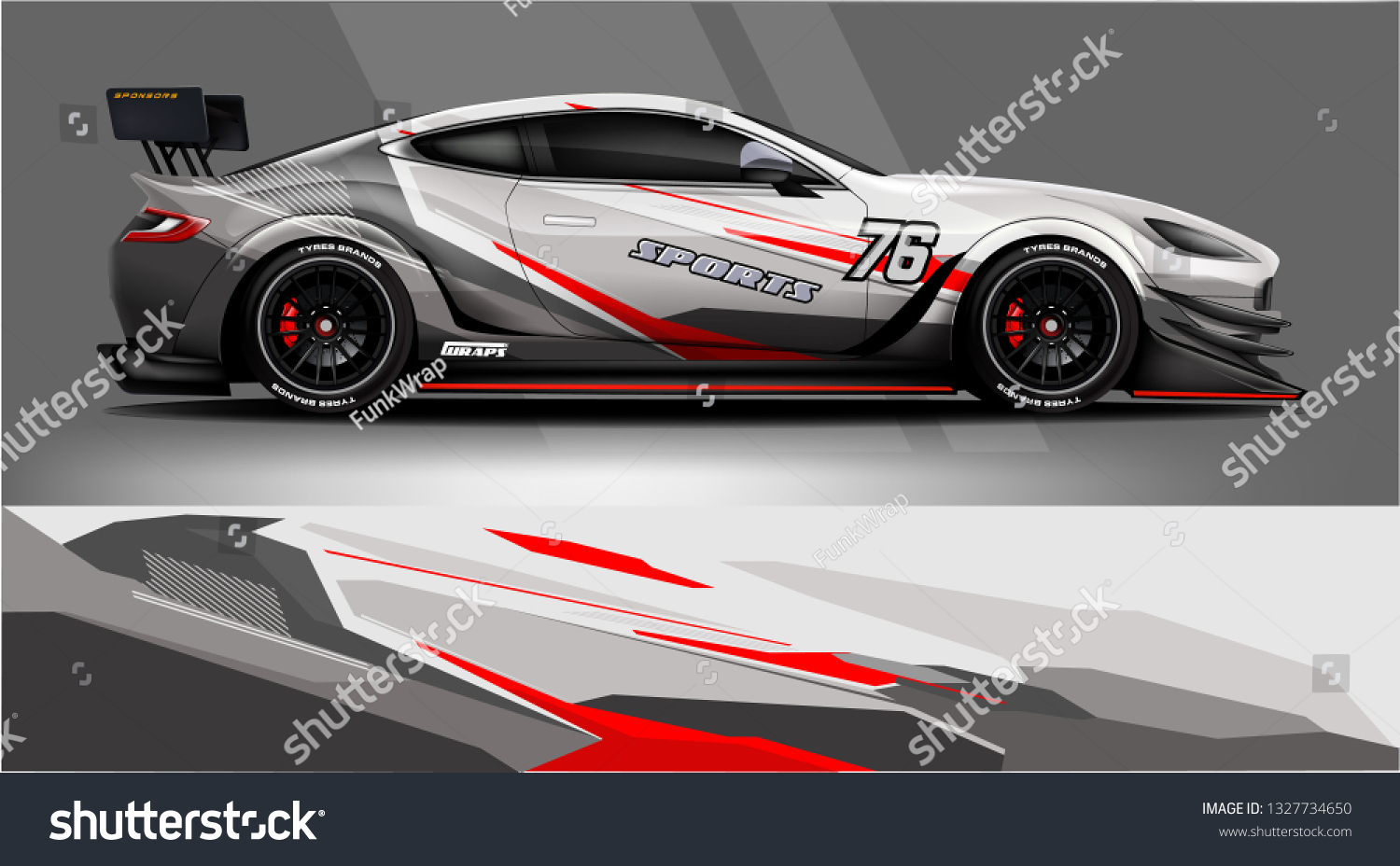 Car decal wrap design vector. Graphic abstract stripe racing background kit designs for vehicle, race car, rally, adventure and livery