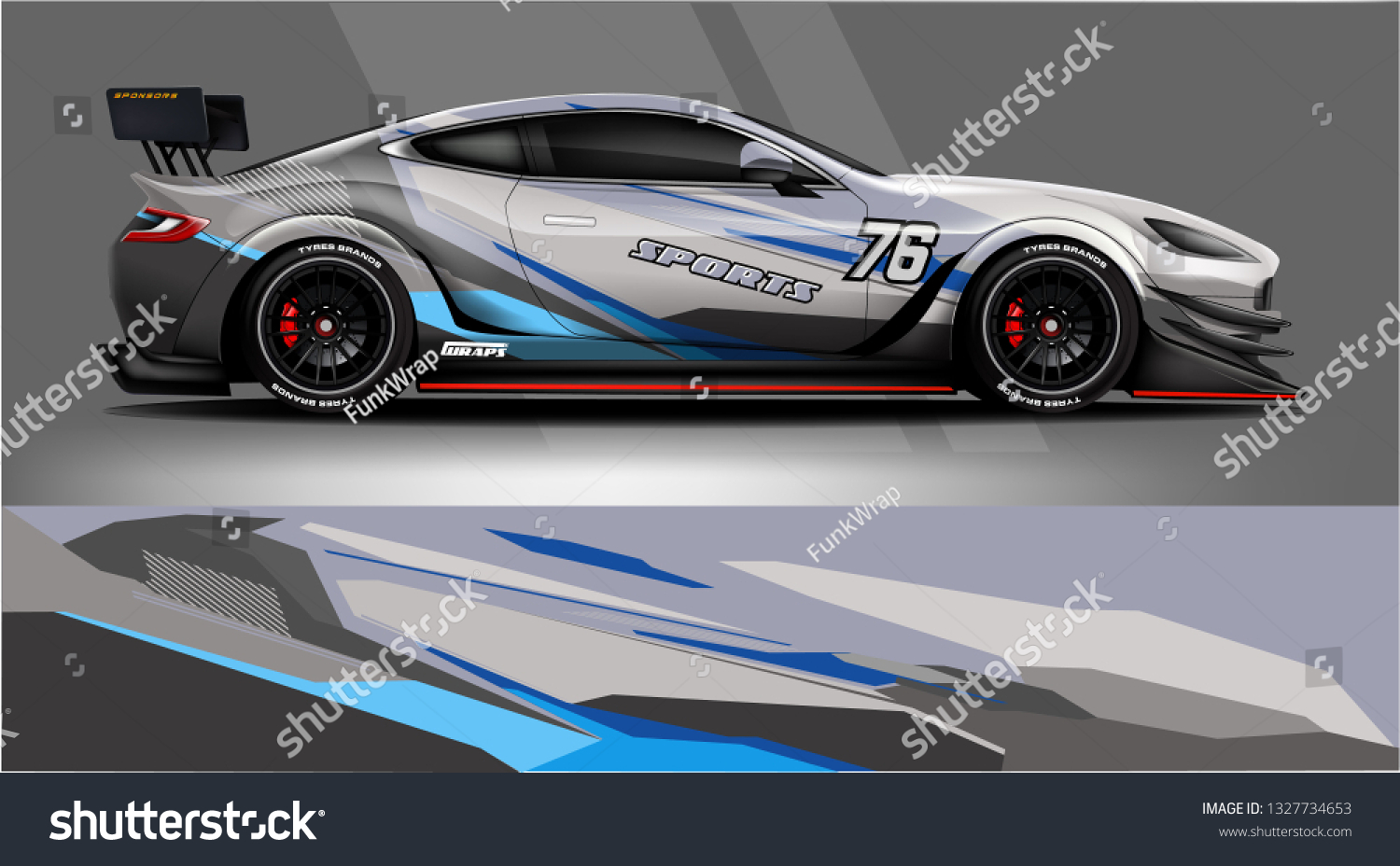 Car decal wrap design vector. Graphic abstract stripe racing background kit designs for vehicle, race car, rally, adventure and livery