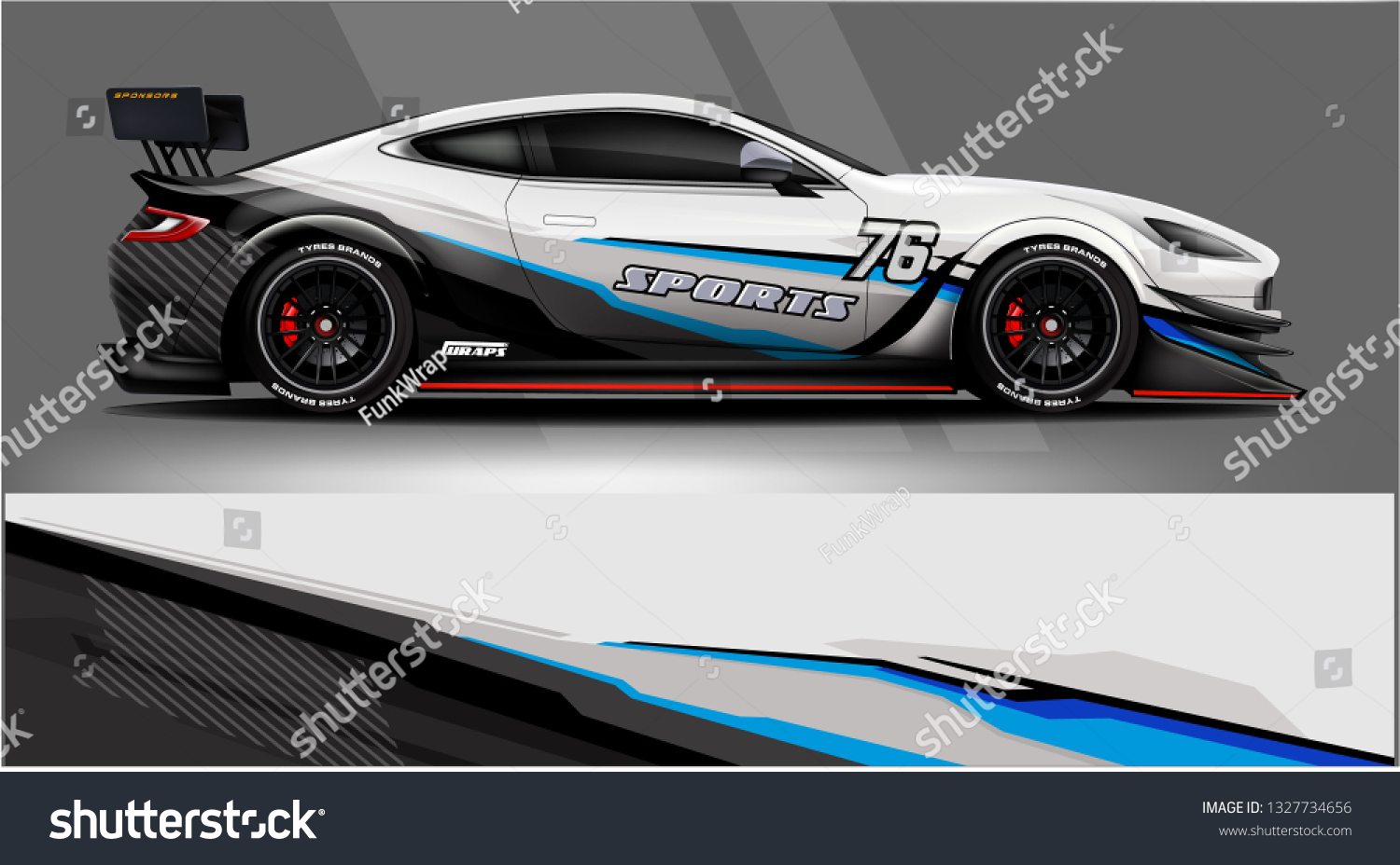 Car decal wrap design vector. Graphic abstract stripe racing background kit designs for vehicle, race car, rally, adventure and livery