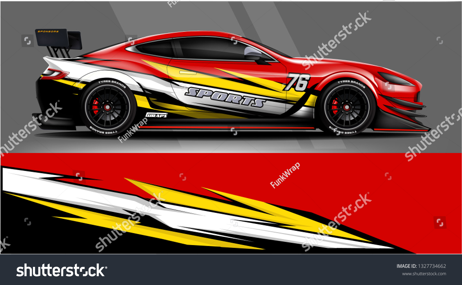 Car decal wrap design vector. Graphic abstract stripe racing background kit designs for vehicle, race car, rally, adventure and livery