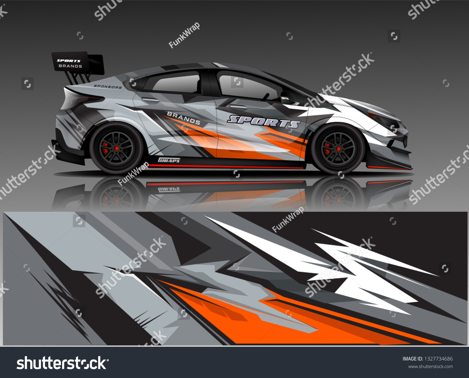Car decal wrap design vector. Graphic abstract stripe racing background kit designs for vehicle, race car, rally, adventure and livery